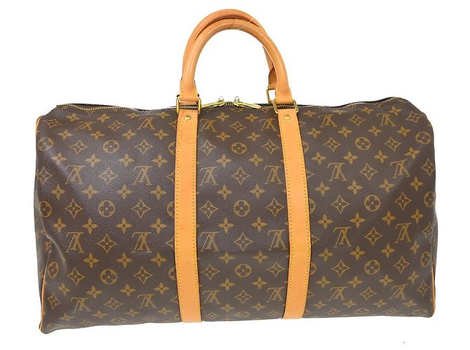 Borsa Keepall Louis Vuitton in tela Monogram 50 Marrone - vista 2