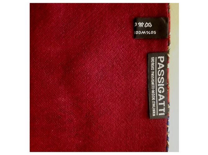 Autre Marque Sciarpa in lana e seta motivo paisley - Bordeaux Bianco Rosso Blu - vista 4