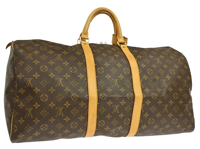 Borsa Louis Vuitton Keepall in tela Monogram 55 Marrone - vista 2