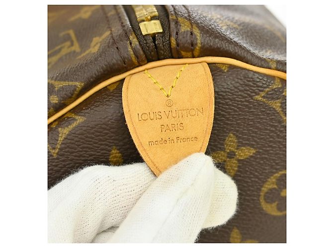 Borsa Louis Vuitton Keepall in tela Monogram 55 Marrone - vista 4
