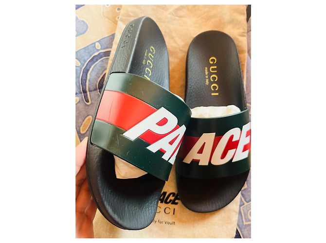 Ciabatte Gucci x Palace Nero Rosso Verde - vista 4