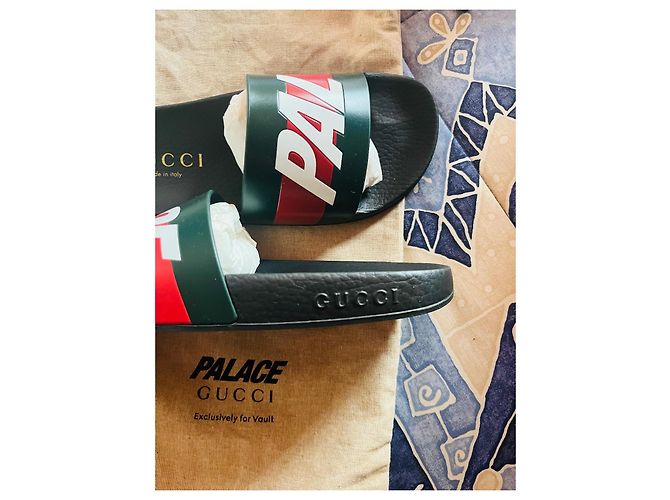 Ciabatte Gucci x Palace Nero Rosso Verde - vista 5
