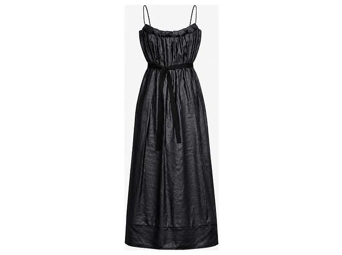 L'Agence Maxi-Kleid mit Rüschen und Gürtel Marineblau - Ansicht 10
