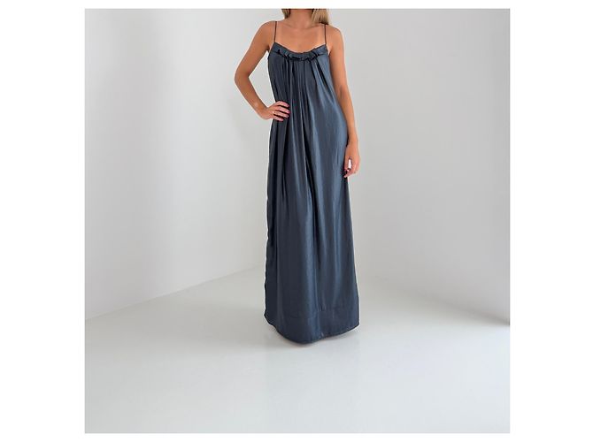 L'Agence Maxi-Kleid mit Rüschen und Gürtel Marineblau - Ansicht 2