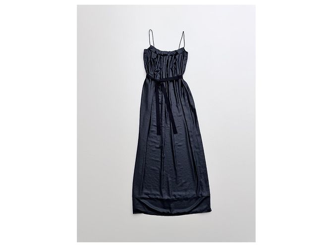 L'Agence Maxi-Kleid mit Rüschen und Gürtel Marineblau - Ansicht 8