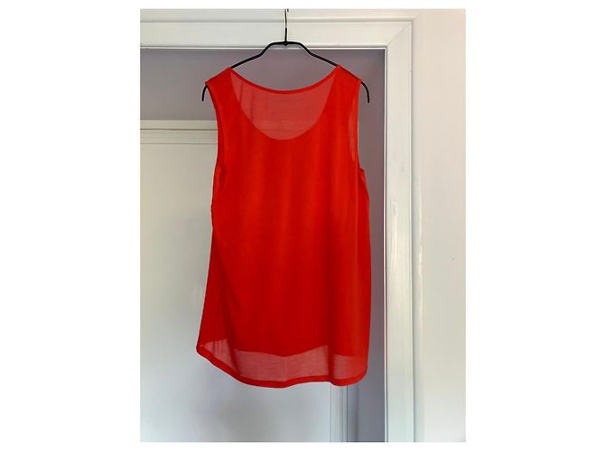 Luisa Cerano Top de seda rojo sin mangas Coral - vista 2