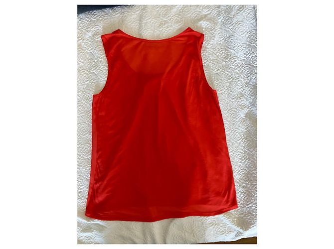 Luisa Cerano Top de seda rojo sin mangas Coral - vista 4