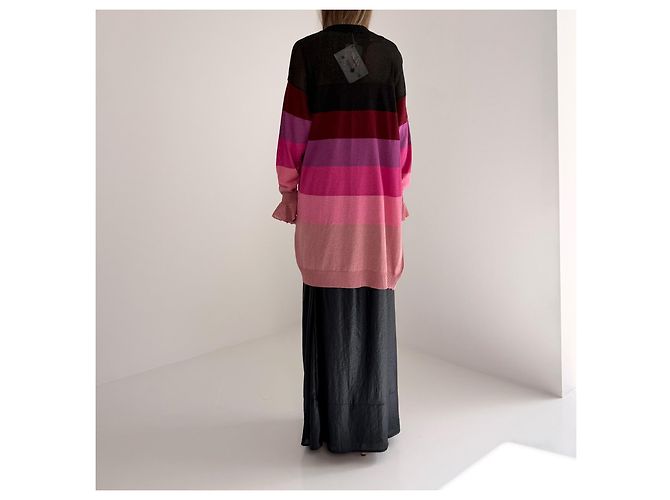 Autre Marque Marco de Vincenzo Colour Block Cardigan Runway SS18 Schwarz Pink Rot Lila - Ansicht 14