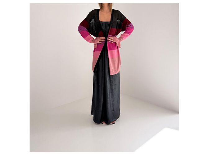 Autre Marque Marco de Vincenzo Colour Block Cardigan Runway SS18 Schwarz Pink Rot Lila - Ansicht 2