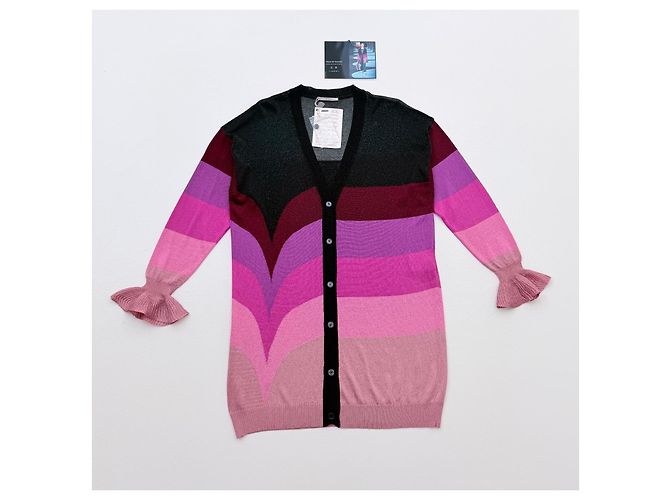 Autre Marque Marco de Vincenzo Colour Block Cardigan Runway SS18 Schwarz Pink Rot Lila - Ansicht 4