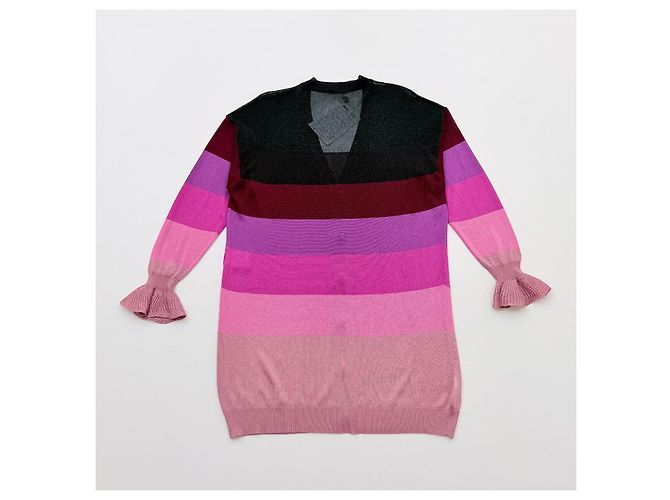 Autre Marque Marco de Vincenzo Colour Block Cardigan Runway SS18 Schwarz Pink Rot Lila - Ansicht 5