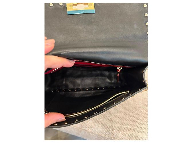 Valentino Garavani Rockstud Spike Borsa a Tracolla Pelle Oro D'oro - vista 12