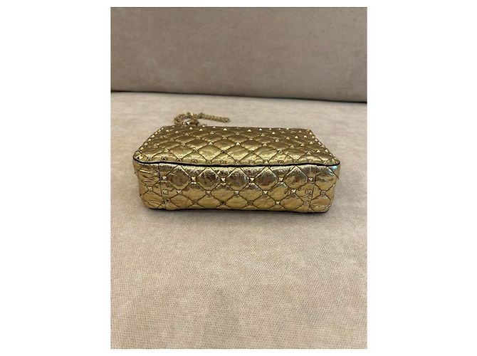 Valentino Garavani Rockstud Spike Borsa a Tracolla Pelle Oro D'oro - vista 9