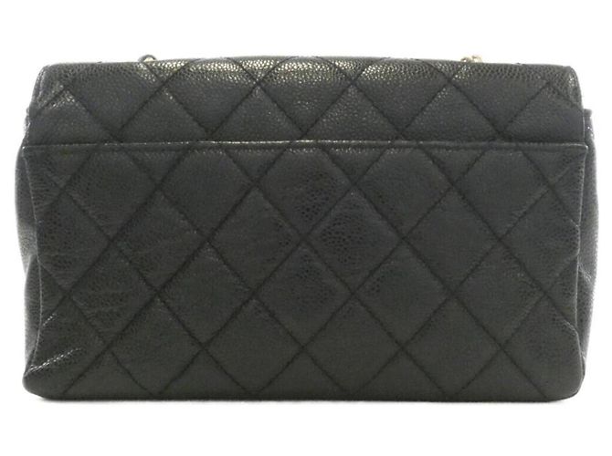 Borsa a tracolla Chanel in pelle di vitello martellata nera Nero - vista 2