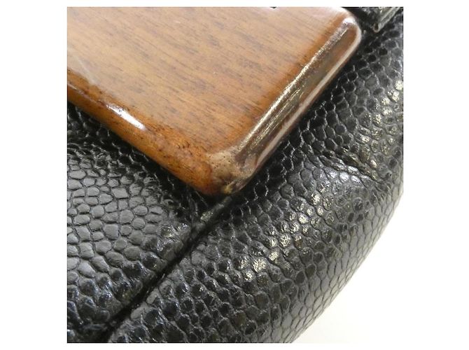 Borsa a tracolla Chanel in pelle di vitello martellata nera Nero - vista 5