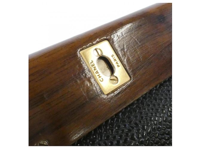 Borsa a tracolla Chanel in pelle di vitello martellata nera Nero - vista 9
