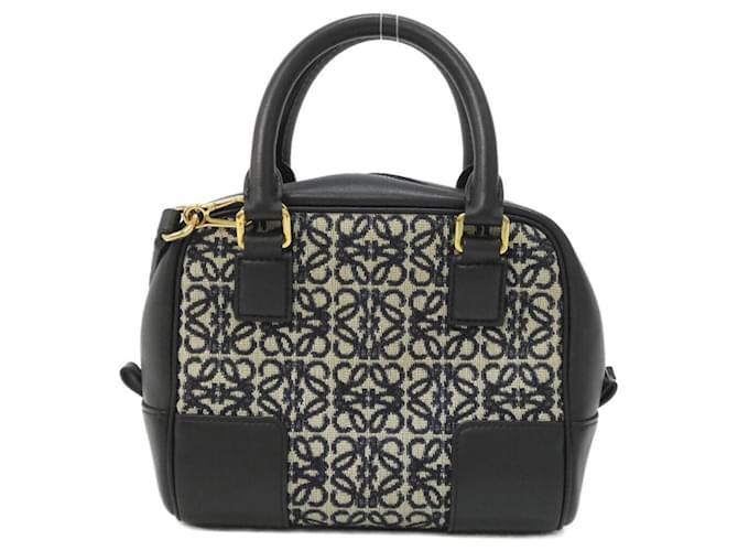 Borsa Loewe Amazona Square Nero Blu navy - vista 2