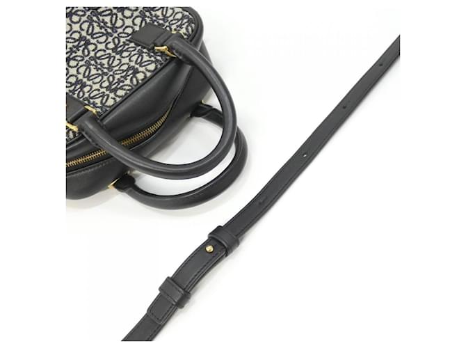 Borsa Loewe Amazona Square Nero Blu navy - vista 6