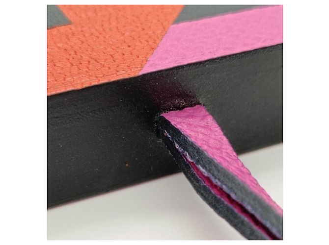 Hermès Charm per borsa Hermes Lettre au Carre Multicolor Leather Keychain Multicolore - vista 6