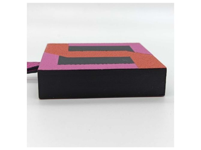 Hermès Charm per borsa Hermes Lettre au Carre Multicolor Leather Keychain Multicolore - vista 7
