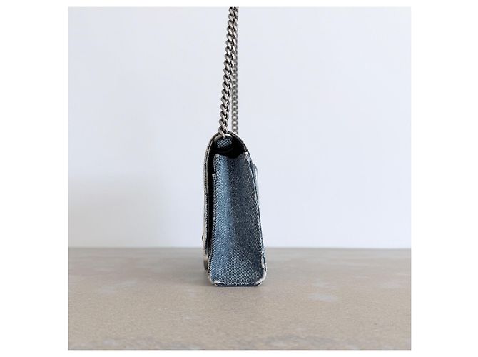 Balenciaga Hourglass Chain Wallet in pelle stampa denim - vista 12