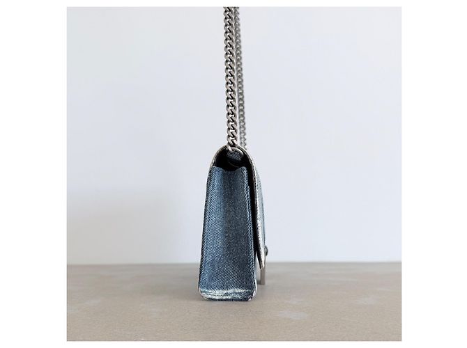 Balenciaga Hourglass Chain Wallet in pelle stampa denim - vista 13