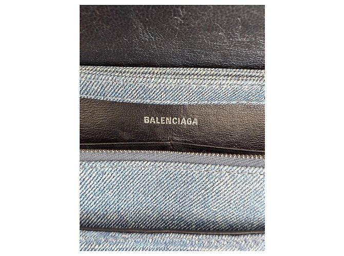 Balenciaga Hourglass Chain Wallet in pelle stampa denim - vista 19