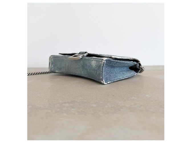 Balenciaga Hourglass Chain Wallet in pelle stampa denim - vista 8