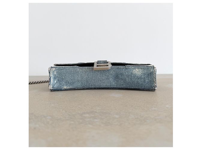 Balenciaga Hourglass Chain Wallet in pelle stampa denim - vista 9