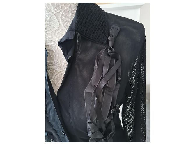 Autre Marque Save The Queen Black Lace and Ribbon Shirt - view 2
