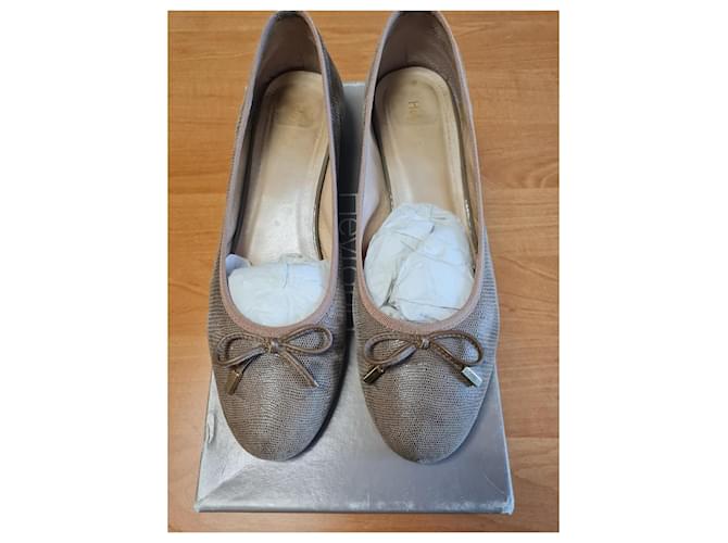 Autre Marque Heyraud Beige Python-Effekt Leder-Ballerinas - Ansicht 3