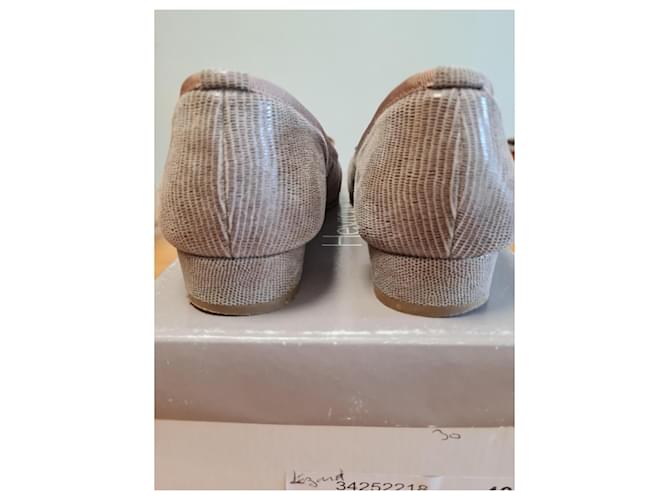 Autre Marque Heyraud Beige Python-Effekt Leder-Ballerinas - Ansicht 4