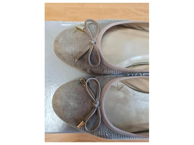 Autre Marque Heyraud Beige Python-Effekt Leder-Ballerinas - Ansicht 6
