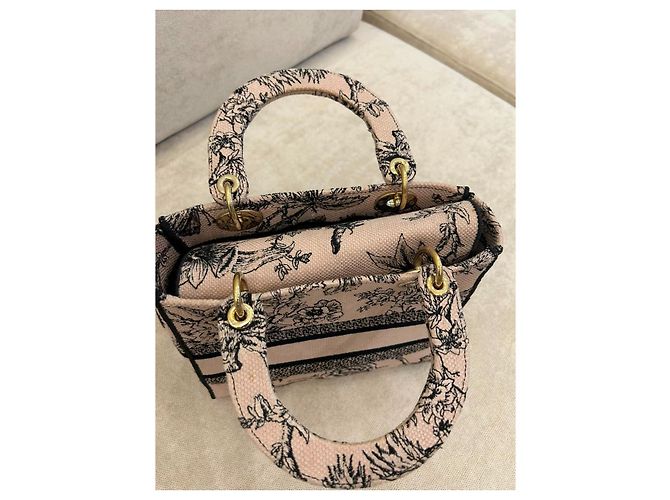 Christian Dior Lady D-Lite Mini Toile de Jouy Rosa e Nero - vista 4