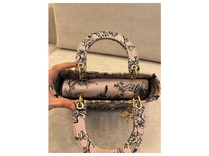 Christian Dior Lady D-Lite Mini Toile de Jouy Rosa e Nero - vista 5