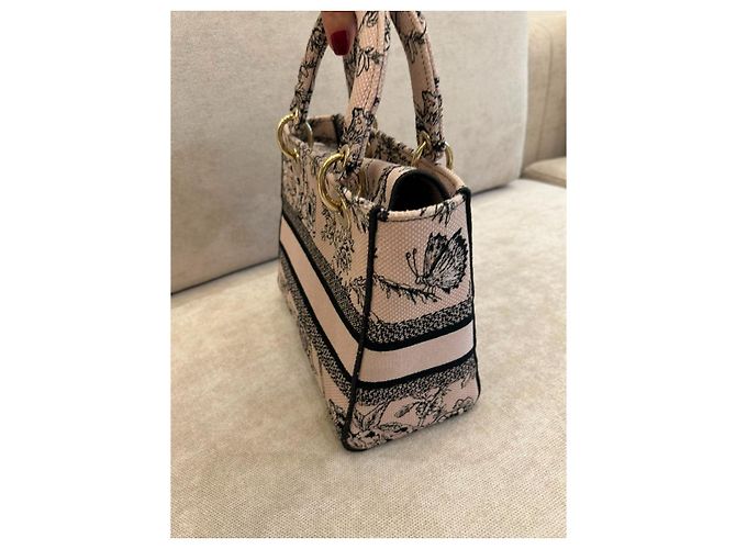 Christian Dior Lady D-Lite Mini Toile de Jouy Rosa e Nero - vista 6