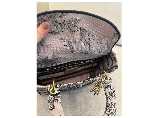 Christian Dior Lady D-Lite Mini Toile de Jouy Rosa e Nero - vista 8