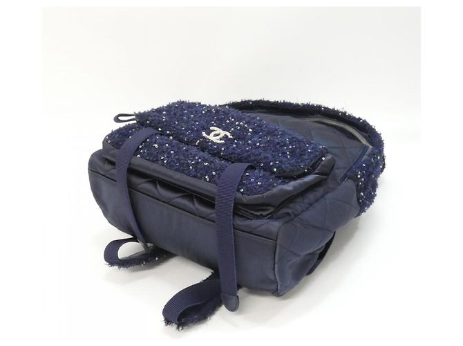 Zaino Chanel 91964 Navy Tweed Blu navy - vista 3