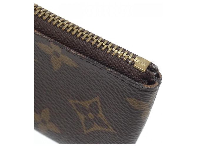 Louis Vuitton Monogram Pochette Clé Coin & Key Case Castaño - vista 4