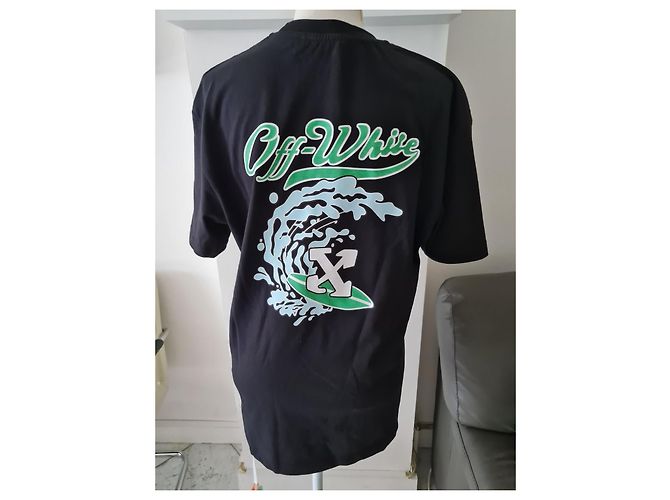 Off White T-shirt Off-White Logo Grafico - Nera Nero Bianco Blu Verde - vista 2