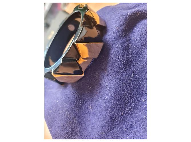 Tory Burch Bracciale rigido geometrico nero e oro D'oro - vista 2
