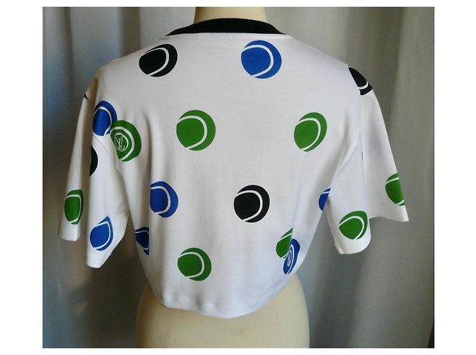Louis Vuitton Camiseta Estampado Pelotas de Tenis XS Negro Blanco Azul Verde - vista 6