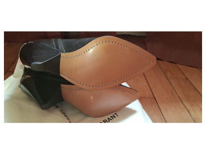 Isabel Marant Lamsy Stivaletti in pelle nera con punta metallica Nero - vista 5