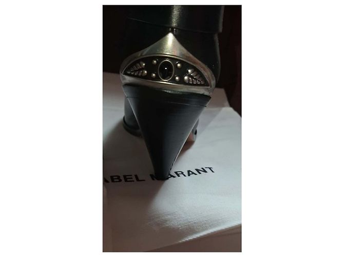 Isabel Marant Lamsy Stivaletti in pelle nera con punta metallica Nero - vista 7
