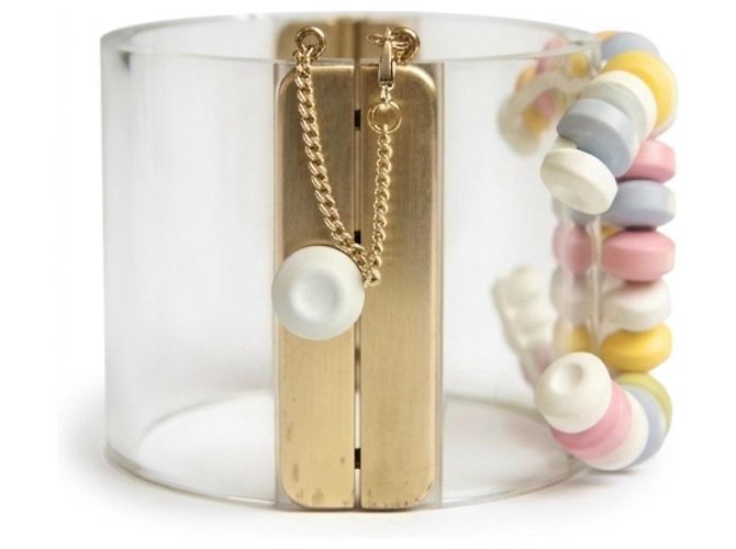 Bracciale rigido Chanel 14K Supermarket Lucite Multicolor CC Candy Rosa Bianco Multicolore Verde Arancione Grigio Giallo Blu chiaro - vista 10