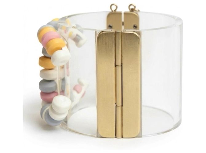 Bracciale rigido Chanel 14K Supermarket Lucite Multicolor CC Candy Rosa Bianco Multicolore Verde Arancione Grigio Giallo Blu chiaro - vista 11