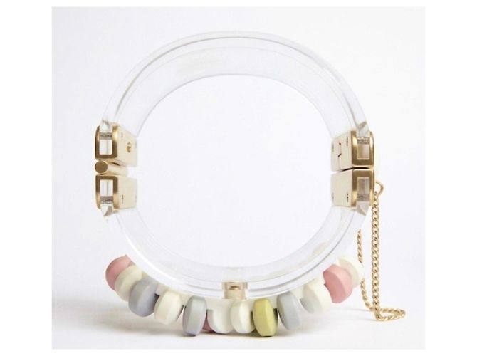 Bracciale rigido Chanel 14K Supermarket Lucite Multicolor CC Candy Rosa Bianco Multicolore Verde Arancione Grigio Giallo Blu chiaro - vista 12