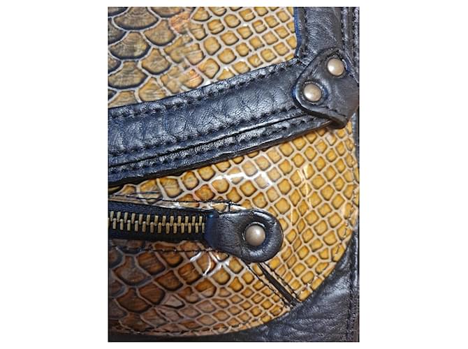 Borsa a tracolla Abaco in pelle e pitone Nero Stampa python - vista 2