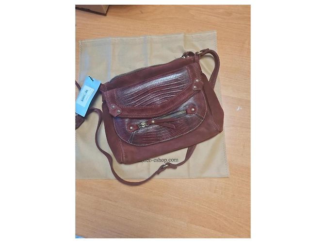 Abaco Paris Giulia Schultertasche aus Wildleder und Python Bordeaux - Ansicht 3