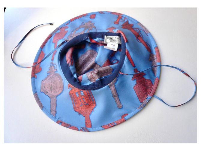 Hermès Cappello in seta Merveilleuses Lanternes Blu T59 - vista 12